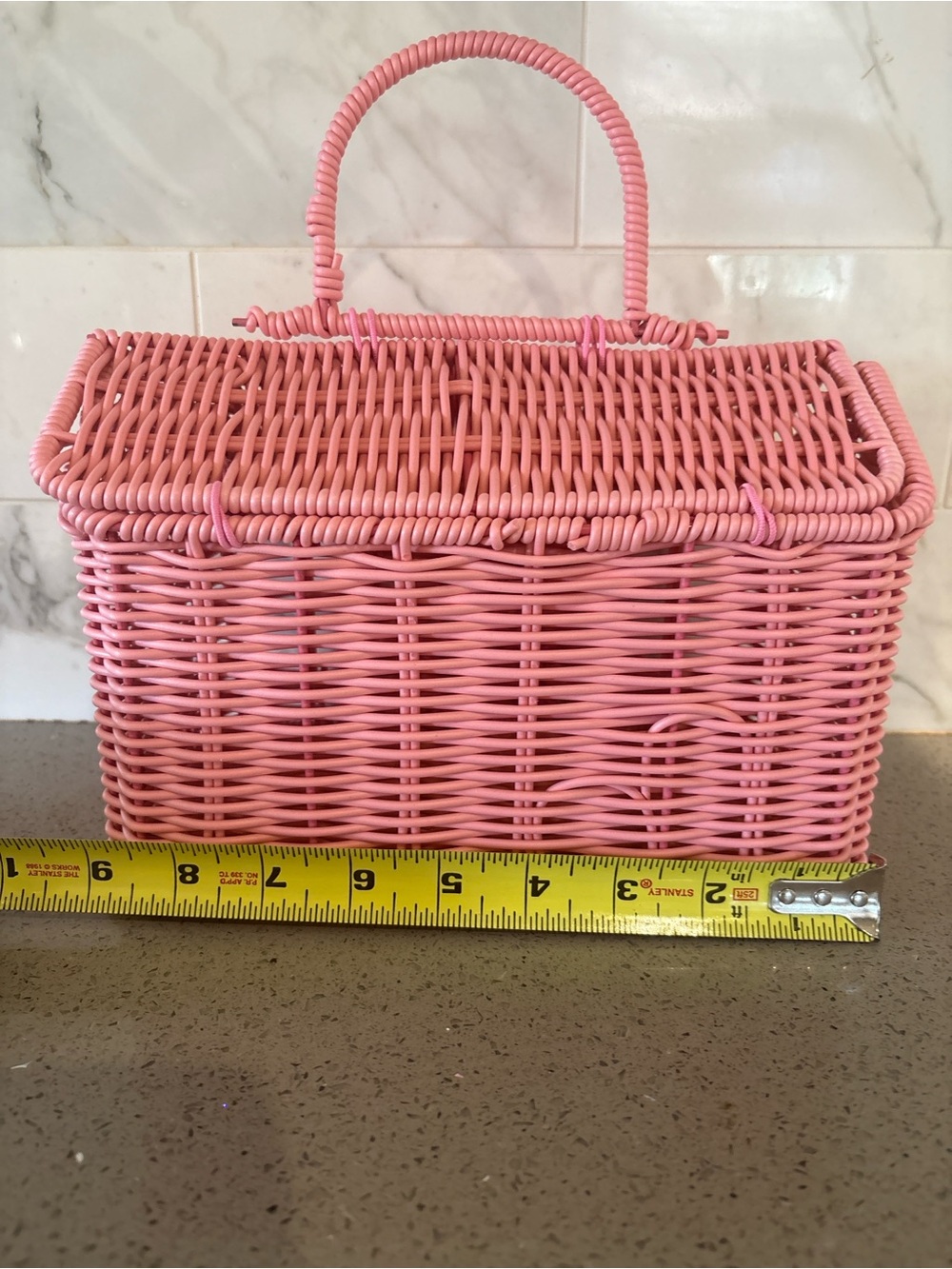 Pink Woven Straw Handbag Tote - Picture 8 of 8